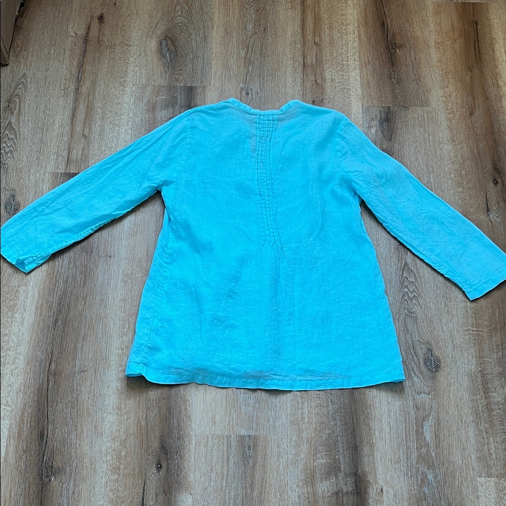 Lilly Pulitzer (2) BUNDLE Vibrant Teal Pink 100% Linen Sarasota Tunics Size S - Picture 5 of 16